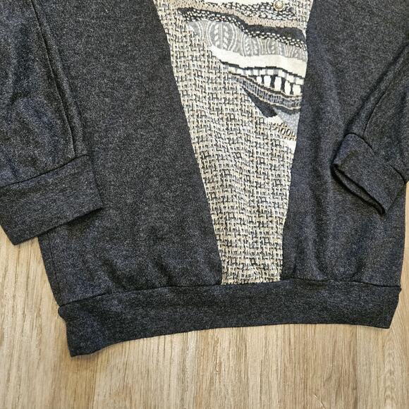Vtg Graff Geometric Sweater Womens M Gray Beige Boho Hippie Retro Grandmacore - Picture 4 of 9